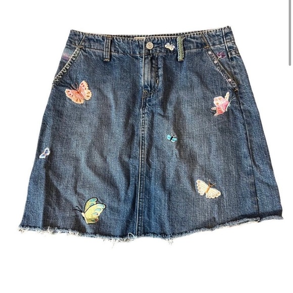 GAP Dresses & Skirts - Denim Butterfly Embroidered A-Line Skirt - Blue